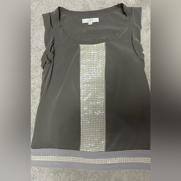LOFT Ann Taylor Sparkling Sequin Trim Sleeveless Blouse Top Size S - Picture 4 of 5
